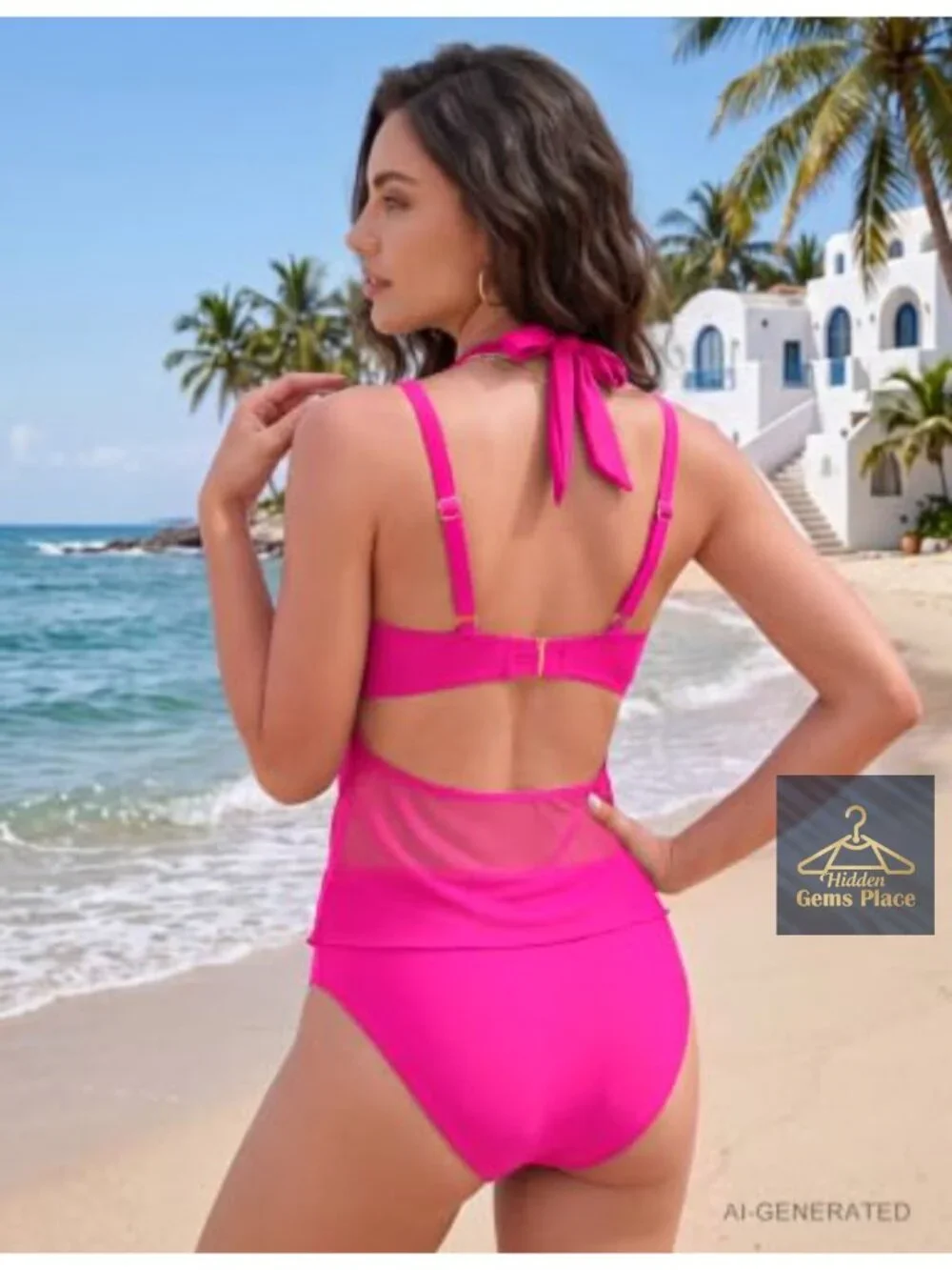 3 Piece Mesh Bikini Set with Removable Padding Adjustable Straps U-Wire